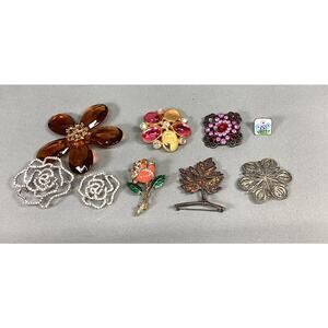 Lot Of 9 Vintage Floral/Leaf Pattern Brooch Pins